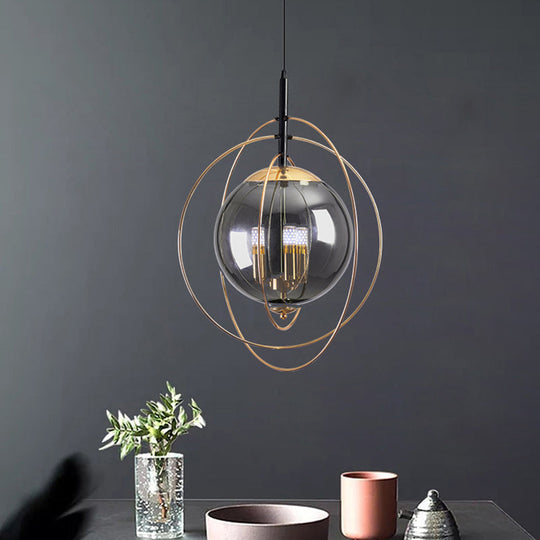 Postmodern Glass Orbit Globe Pendant Light Chandelier With 3 Bulbs Illuminate Your Restaurant