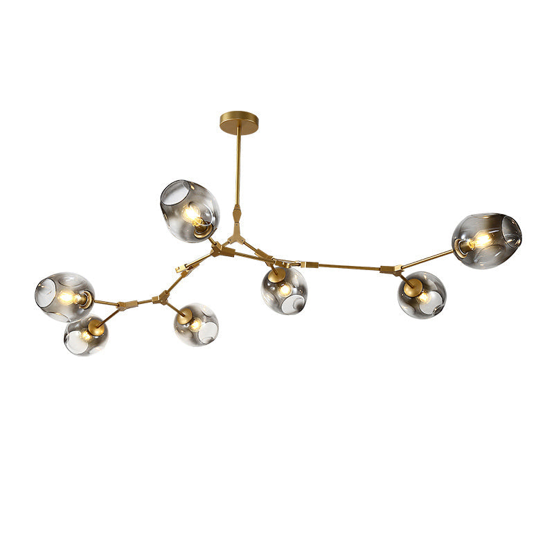 Dna Structure Pendant Light With Dimpled Cup Glass Shade - Postmodern Ceiling Chandelier