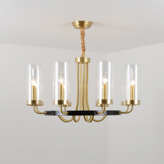 Postmodern Gold Finish Glass Flute Chandelier Ceiling Light For Dining Room 8 /