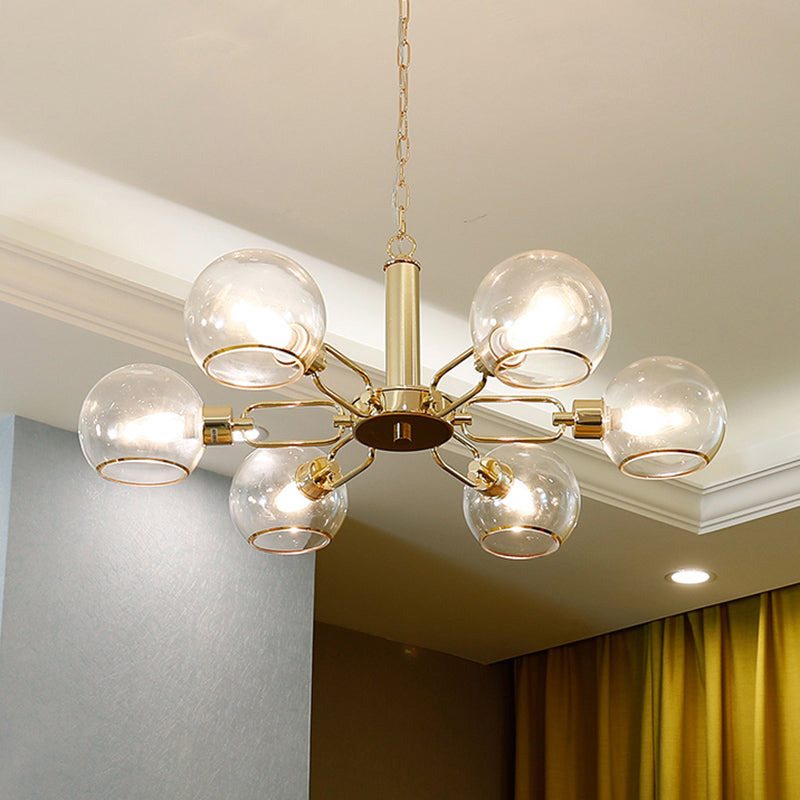 Modern Glass Dome Pendant Light with Gold Finish for Living Room