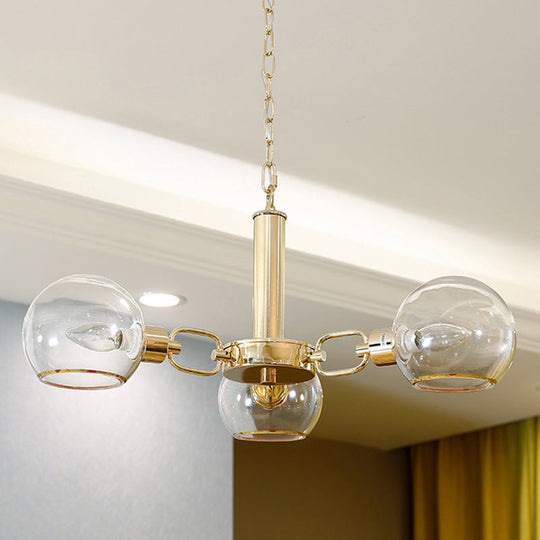 Modern Glass Dome Pendant Light with Gold Finish for Living Room