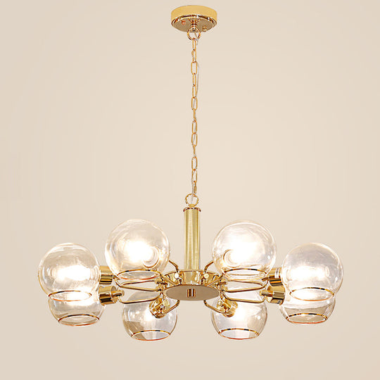 Modern Glass Dome Pendant Light with Gold Finish for Living Room