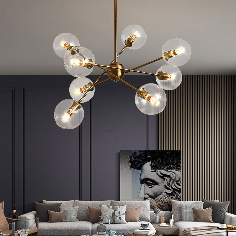 Sleek Glass Dining Chandelier - Minimalistic Ball Pendant Ceiling Light 8 / Gold Clear