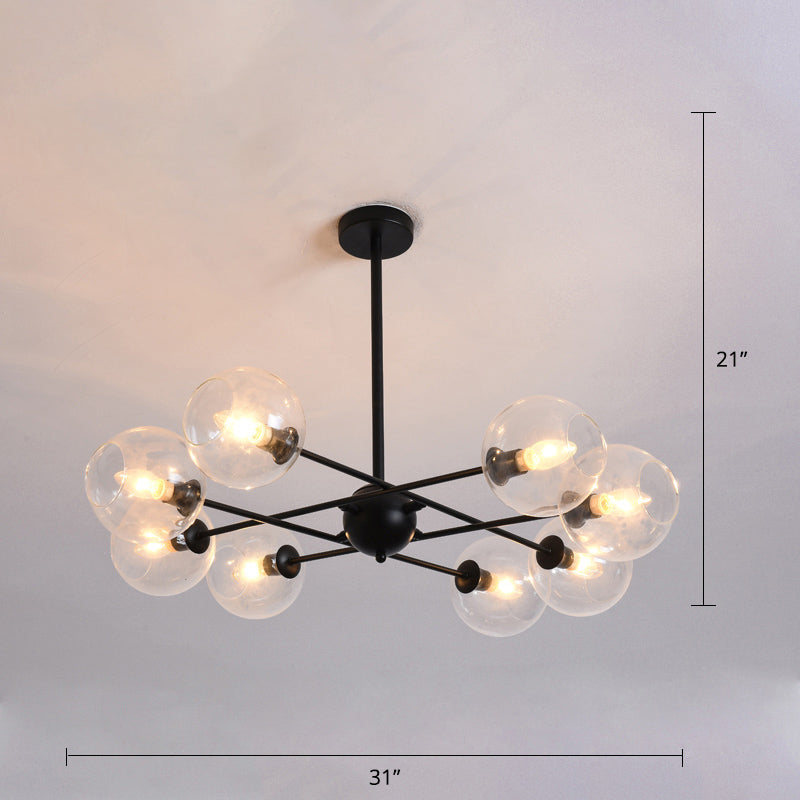 Sleek Glass Dining Chandelier - Minimalistic Ball Pendant Ceiling Light 8 / Black Clear