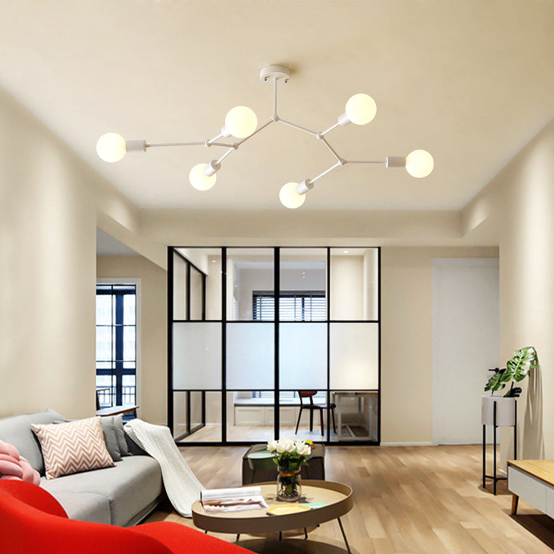 Minimalist Molecular Metal Chandelier: Stylish Living Room Lighting