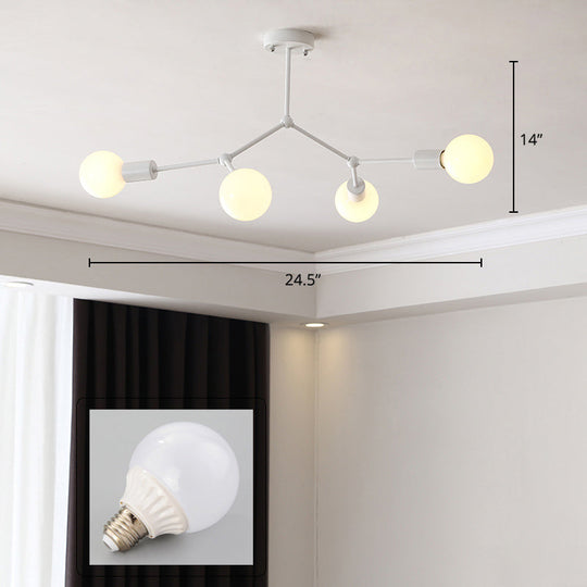 Sleek Molecular Metal Chandelier - Minimalist Light Fixture For Living Room 4 / White