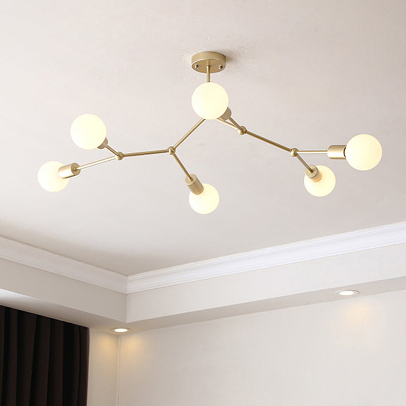 Minimalist Molecular Metal Chandelier: Stylish Living Room Lighting