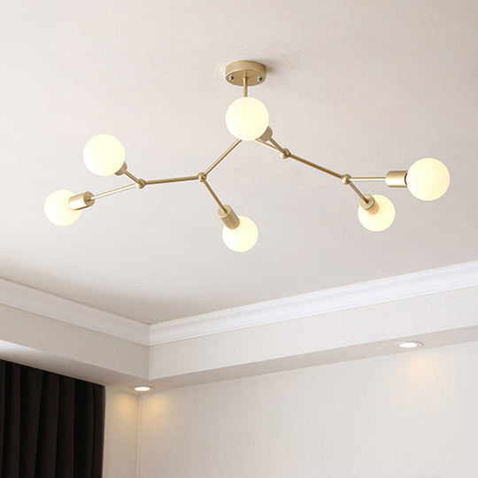 Minimalist Molecular Metal Chandelier: Stylish Living Room Lighting