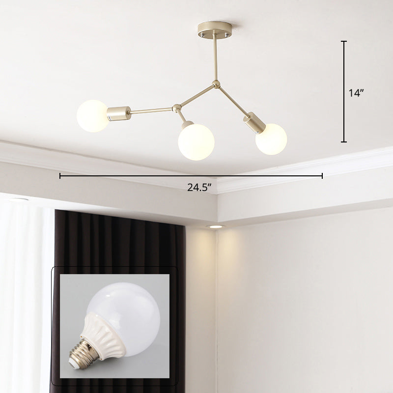 Minimalist Molecular Metal Chandelier: Stylish Living Room Lighting