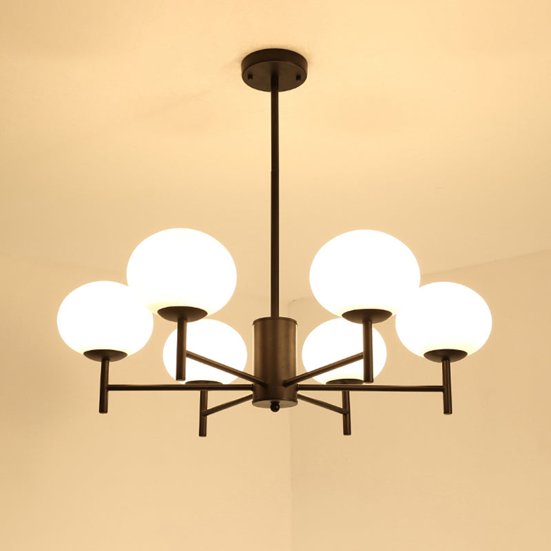 Modern Oval Cream Glass Living Room Ceiling Chandelier