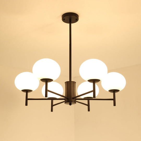 Postmodern Cream Glass Oval Ceiling Chandelier Stylish Living Room Suspension Light Fixture 6 /