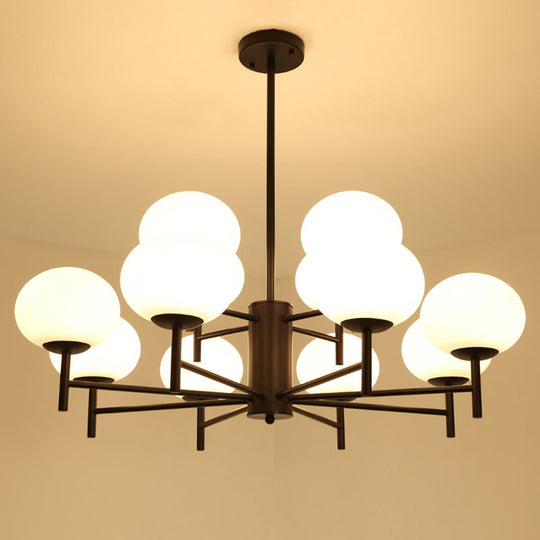 Modern Oval Cream Glass Living Room Ceiling Chandelier