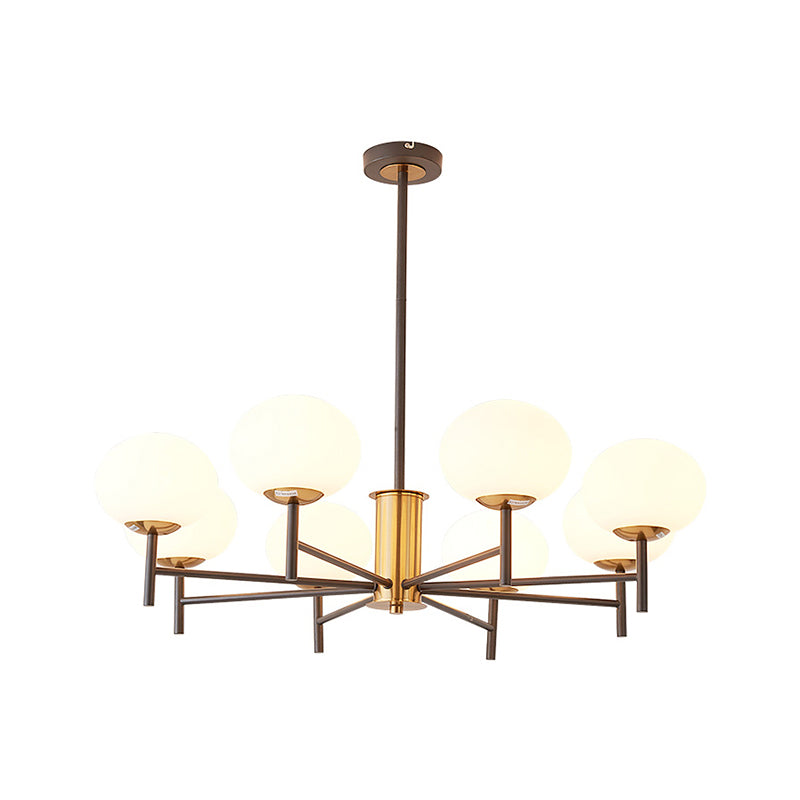 Postmodern Cream Glass Oval Ceiling Chandelier Stylish Living Room Suspension Light Fixture