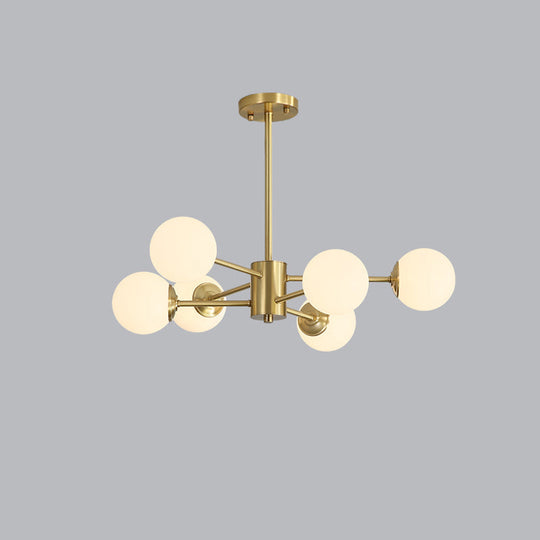 Ivory Glass Postmodern Chandelier with Gold Burst Design for Living Room