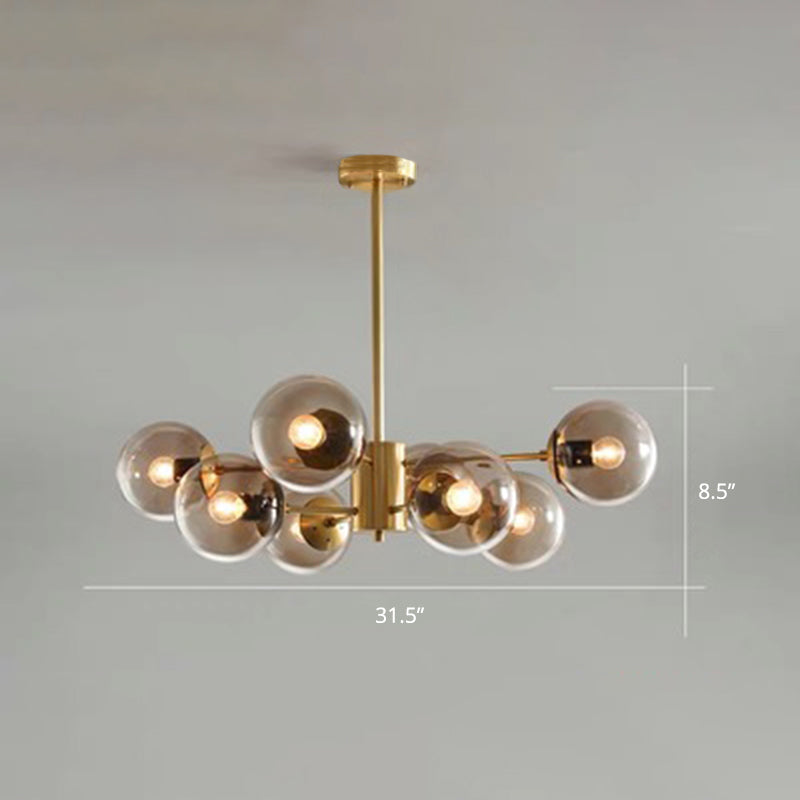 Modern Chandelier With Glass Ball Shade For Dining Room Ceiling 8 / Coffee