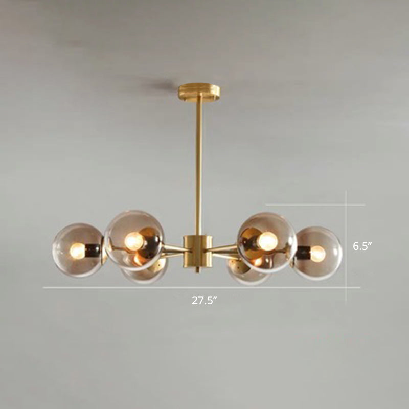 Modern Chandelier With Glass Ball Shade For Dining Room Ceiling 6 / Coffee