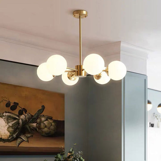 Modern Chandelier With Glass Ball Shade For Dining Room Ceiling