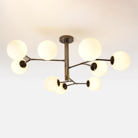 Milk Glass Ball Chandelier with Hand-Blown Simplicity for Living Room Lighting