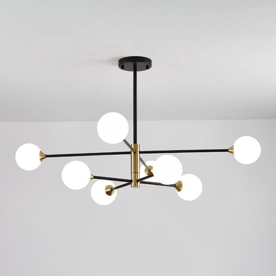 Nordic Style Bedroom Chandelier With White Glass Shade 8 / Black Milk