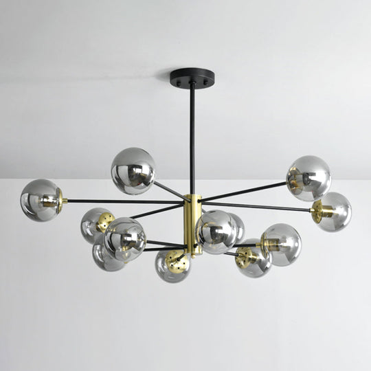 Sleek Postmodern Black-Gold Pendant Light for Living Rooms with Glass Sputnik Design