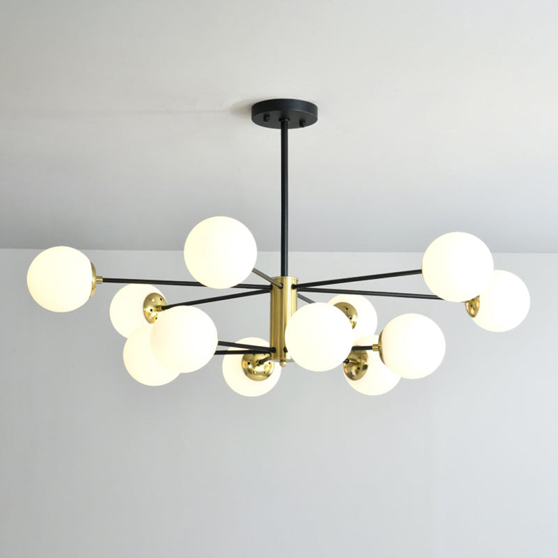 Sleek Postmodern Black-Gold Pendant Light for Living Rooms with Glass Sputnik Design