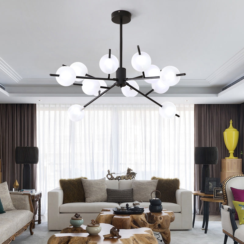 Modern Opal Frosted Glass Ceiling Chandelier Light - Modos Suspension Lamp for Living Room