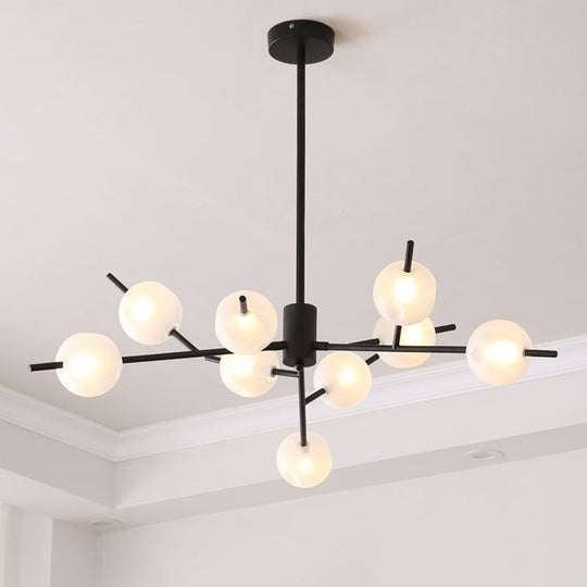 Modern Opal Frosted Glass Ceiling Suspension Lamp For Living Room - Modos Chandelier Light 9 / Black