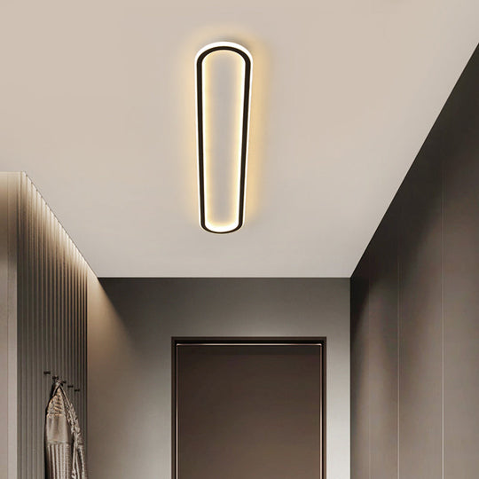 Minimalist Black LED Flush Mount Ceiling Light for Corridor with Acrylic Oblong Shape