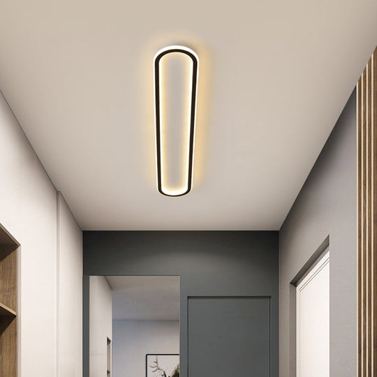 Minimalist Black LED Flush Mount Ceiling Light for Corridor with Acrylic Oblong Shape