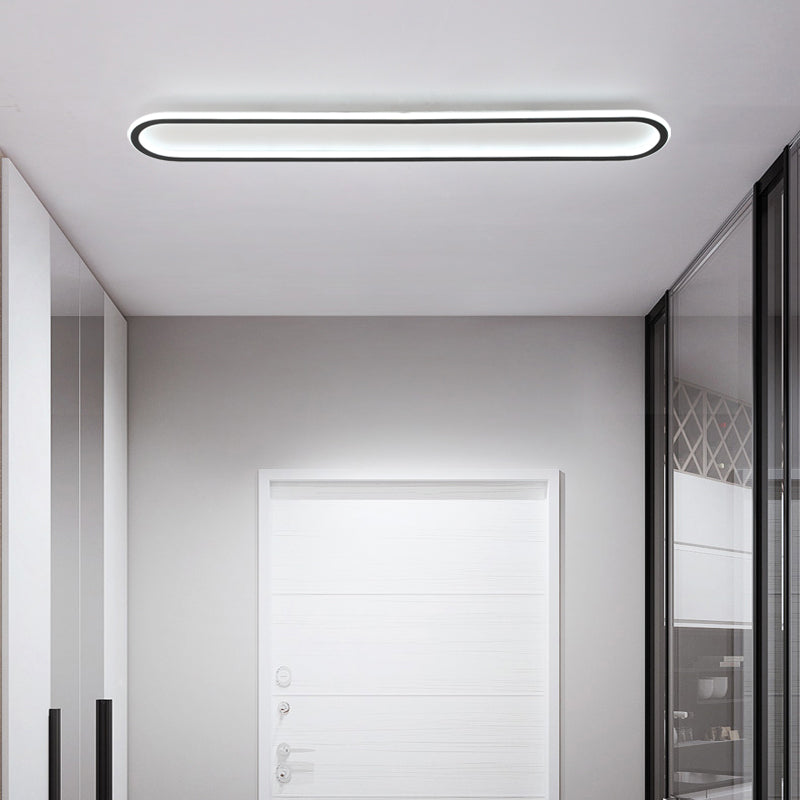 Minimalist Black LED Flush Mount Ceiling Light for Corridor with Acrylic Oblong Shape