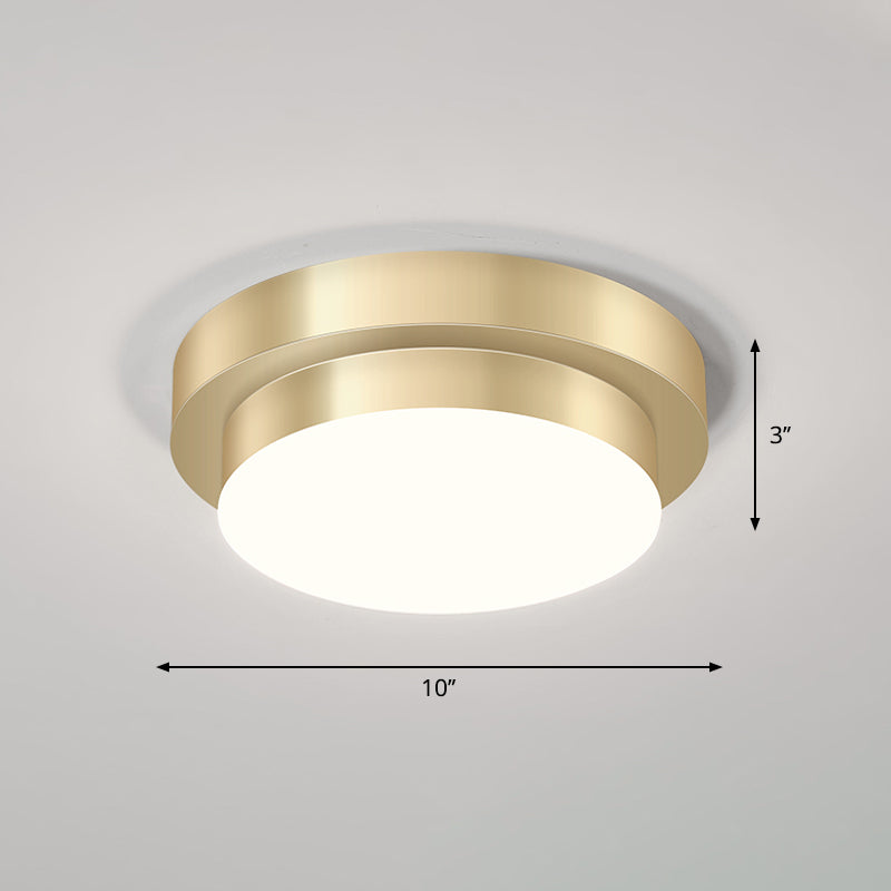 Gold Geometric LED Aisle Ceiling Light: Simple Metal Flush Mount