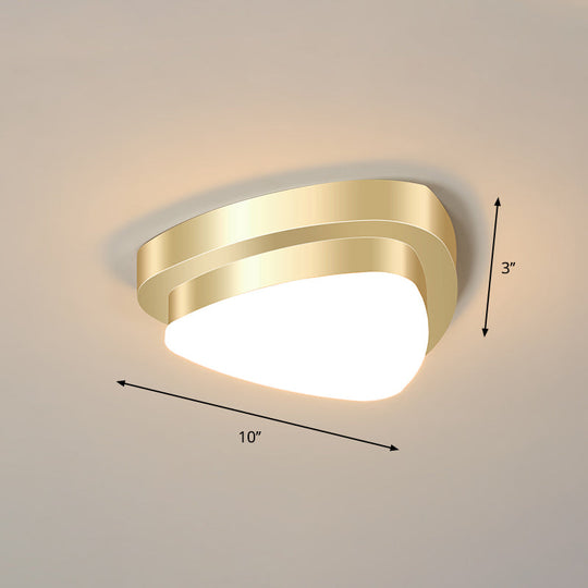 Gold Geometric LED Aisle Ceiling Light: Simple Metal Flush Mount