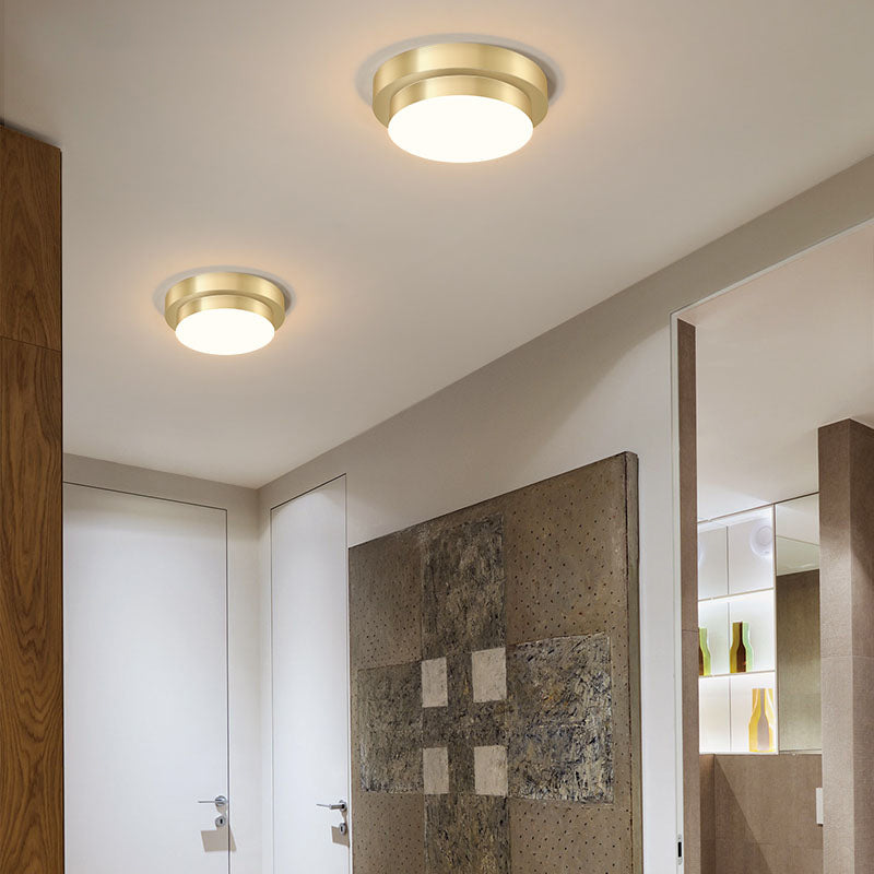 Gold Geometric LED Aisle Ceiling Light: Simple Metal Flush Mount