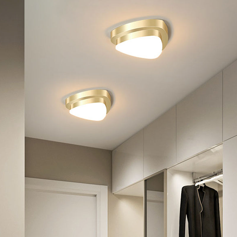 Gold Geometric LED Aisle Ceiling Light: Simple Metal Flush Mount