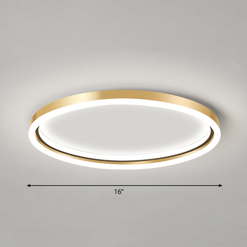 Golden LED Flush Mounted Lamp for Bedroom - Simplicity Aluminum Ring Ceiling Flush Mount Light