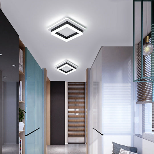 Metal Minimalist Led Flush Mount With Acrylic Diffuser - Small Corridor Ceiling Light Fixture