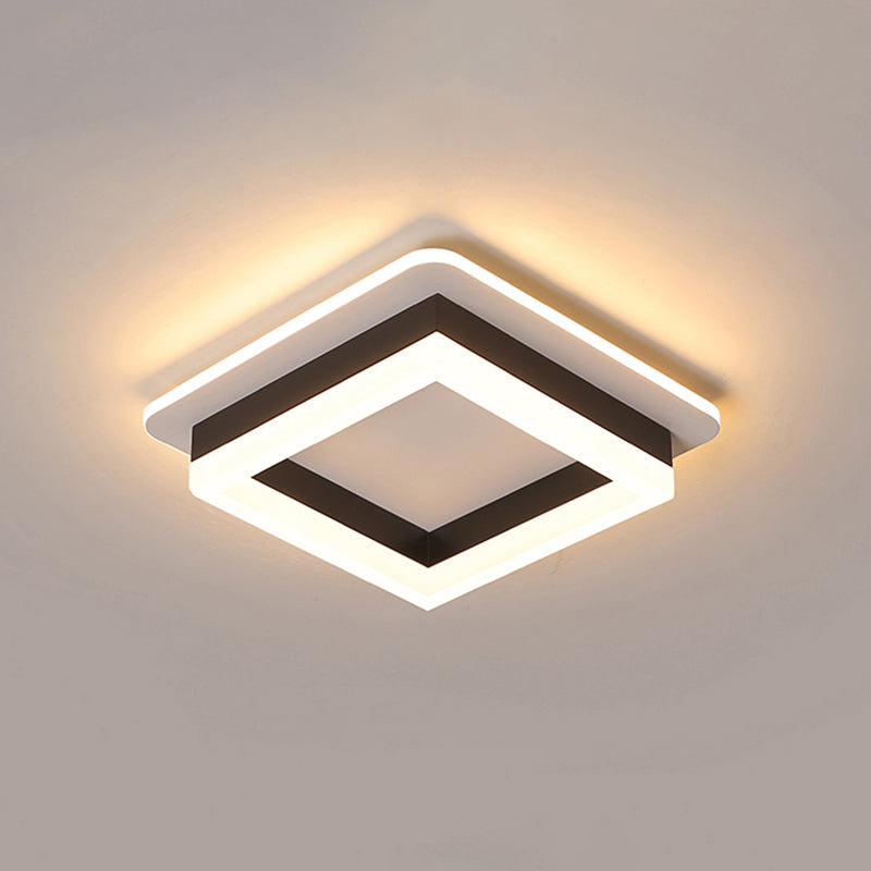 Metal Minimalist LED Flush Mount with Acrylic Diffuser - Small Corridor Flush Ceiling Light Fixture