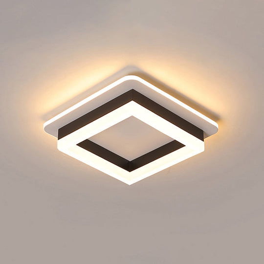 Metal Minimalist Led Flush Mount With Acrylic Diffuser - Small Corridor Ceiling Light Fixture