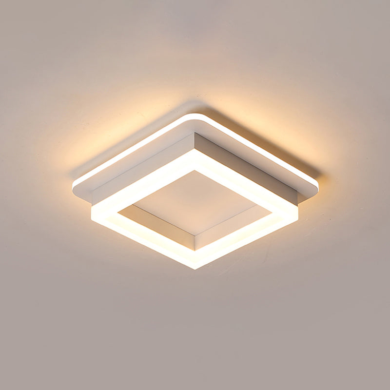 Metal Minimalist LED Flush Mount with Acrylic Diffuser - Small Corridor Flush Ceiling Light Fixture