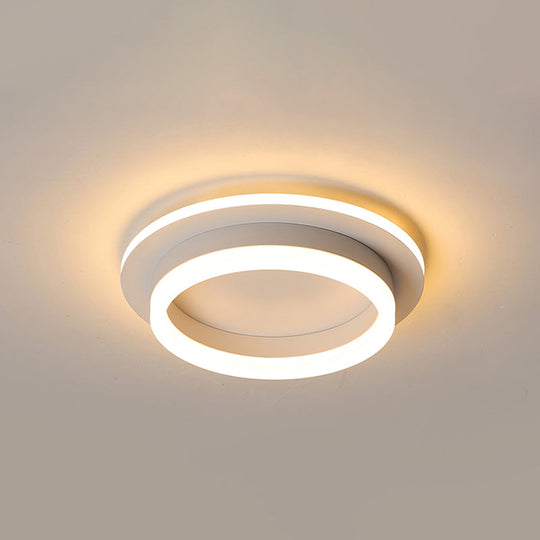 Metal Minimalist Led Flush Mount With Acrylic Diffuser - Small Corridor Ceiling Light Fixture White