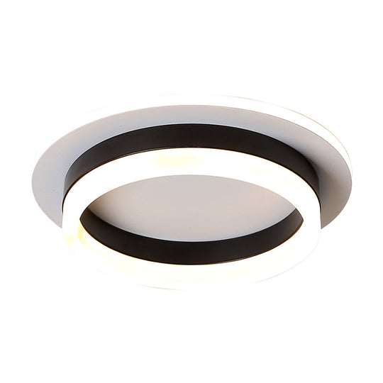 Metal Minimalist LED Flush Mount with Acrylic Diffuser - Small Corridor Flush Ceiling Light Fixture