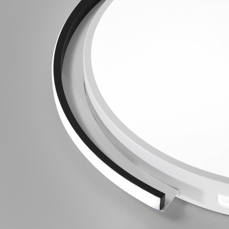 Black and White Round Ceiling Light with Acrylic Shade - Minimalism LED Flush Mounted Lamp