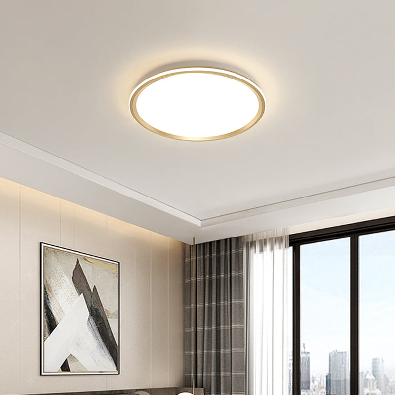 Gold Flush-Mount LED Ceiling Lamp: Simplicity Acrylic Bedroom Lighting