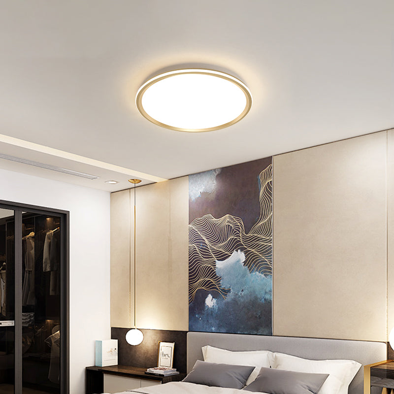 Gold Flush-Mount LED Ceiling Lamp: Simplicity Acrylic Bedroom Lighting