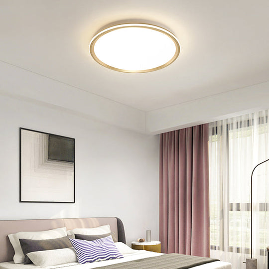 Gold Flush-Mount LED Ceiling Lamp: Simplicity Acrylic Bedroom Lighting