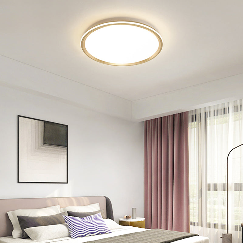 Gold Flush-Mount Led Ceiling Lamp: Simplicity Acrylic Bedroom Lighting / 16 White