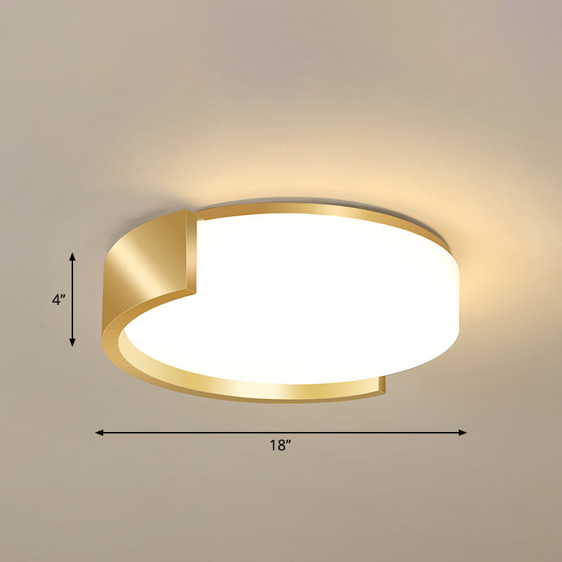 Nordic Gold Flush Mount Ceiling Light With Acrylic Shade / 18 Warm