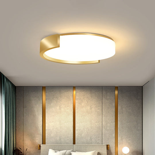 Nordic Gold Flush Mount Ceiling Light With Acrylic Shade