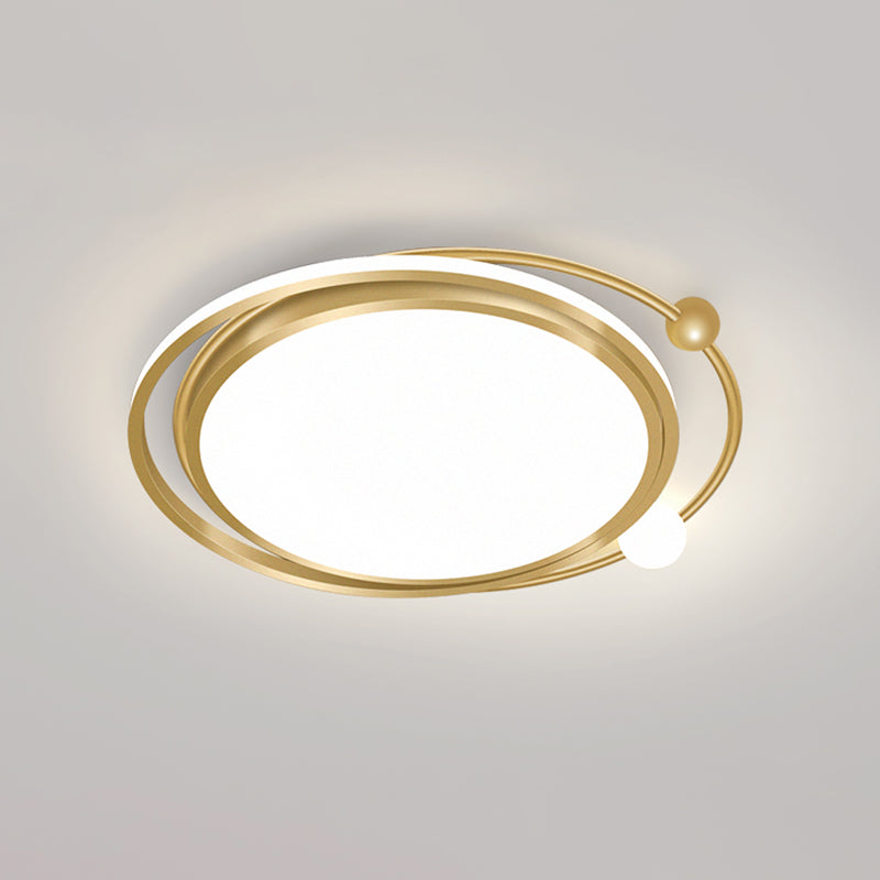 Minimalist Geometric Acrylic Led Flush Mount Ceiling Light For Bedrooms Gold / White Round