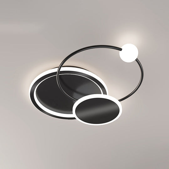 Minimalist Geometric Acrylic Led Flush Mount Ceiling Light For Bedrooms Black / White Circle